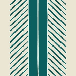 Rustic Pine Stripe - Jumbo - Panna Cotta Cream & Night Swim Teal - Festive Forest