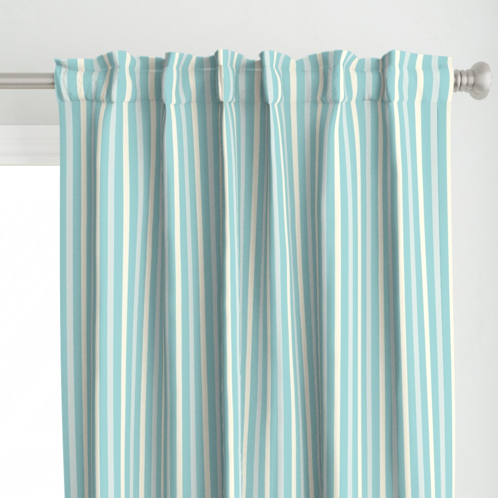 (M) French Country Stripes Light Turquoise and Cream