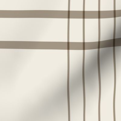 JUMBO // classic plaid stripe - creamy white_ khaki brown - simple minimalist tartan checker
