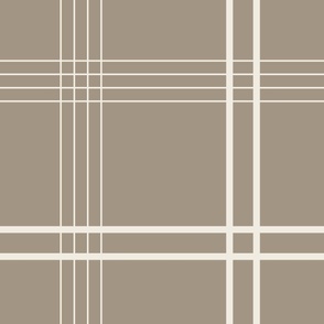 JUMBO // classic plaid stripe - creamy white_ khaki brown 02 - simple minimalist tartan checker