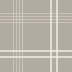 JUMBO // classic plaid stripe - cloudy silver taupe_ creamy white 02 - simple minimalist tartan checker