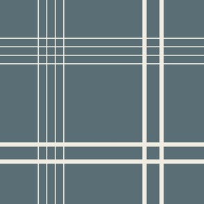 JUMBO // classic plaid stripe - creamy white_ marble blue 02 - simple minimalist tartan checker