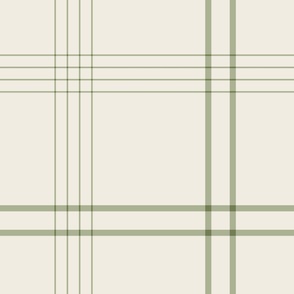 JUMBO // classic plaid stripe - creamy white_ light sage green - simple minimalist tartan checker