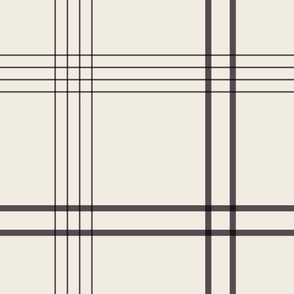 JUMBO // classic plaid stripe - creamy white_ purple brown - simple minimalist tartan checker