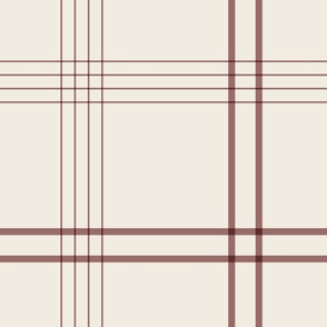 JUMBO // classic plaid stripe - copper rose pink_ creamy white - simple minimalist tartan checker