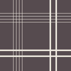JUMBO // classic plaid stripe - creamy white_ purple brown 02 - simple minimalist tartan checker