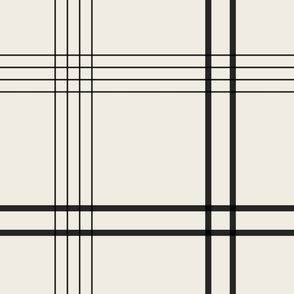 JUMBO // classic plaid stripe - creamy white_ raisin black - black and white simple minimalist tartan checker