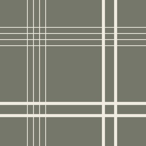 JUMBO // classic plaid stripe - creamy white_ limed ash green 02 - simple minimalist tartan checker