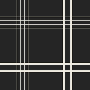 JUMBO // classic plaid stripe - creamy white_ raisin black - simple minimalist tartan checker