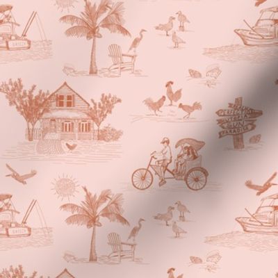 Tropical Toile Pattern_Pink and Red