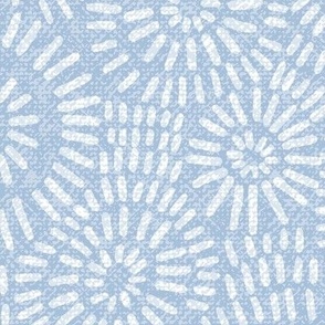 Apricity, Snow Speckled Sky Blue and White Abstract Sun Rays (Large Scale)