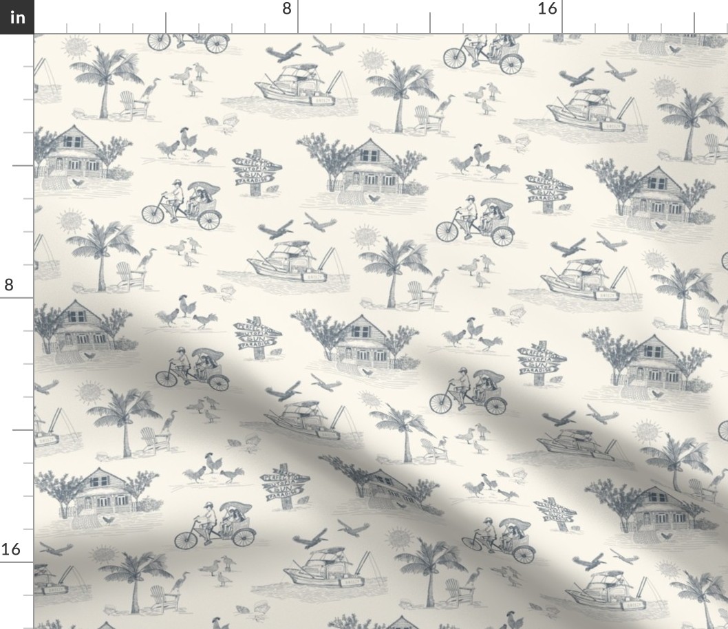 Tropical Toile Pattern_Blue and White