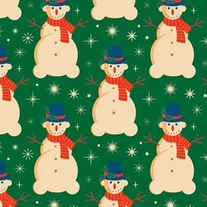 Christmas Fabric - Retro Christmas - Christmas Snowman