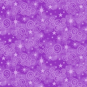 M - Purple Stars & Clouds - Bright Amethyst Twinkle Sky