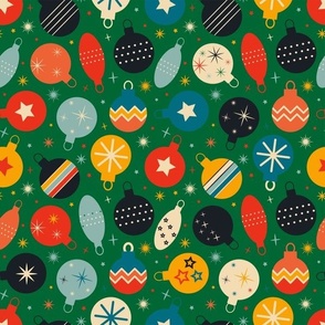 Christmas Fabric - Retro Christmas - Christmas Ornaments Holiday