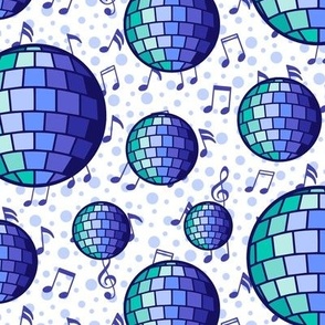 M - Blue Disco Ball Music Notes – Blue & White Mirror Glitter Ball