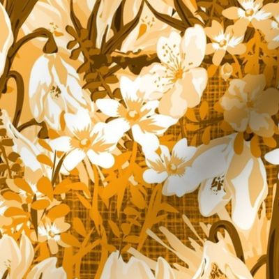 Goldenrod Citrine Yellow Floral Design, Small Wildflower Painterly Pattern, Spring Meadow Snowdrops, Winter Jasmine, Pretty Crocus Flowers