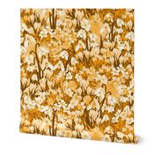 Goldenrod Citrine Yellow Floral Design, Small Wildflower Painterly Pattern, Spring Meadow Snowdrops, Winter Jasmine, Pretty Crocus Flowers