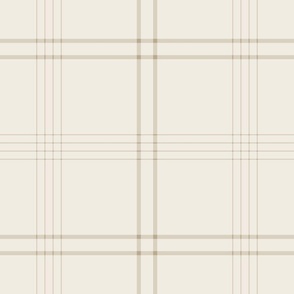 large scale // classic plaid stripe - bone beige_ creamy white - simple minimalist tartan checker