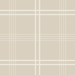 large scale // classic plaid stripe - bone beige_ creamy white 02 - simple minimalist tartan checker