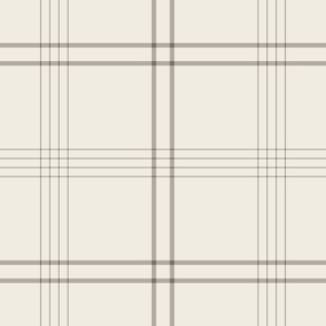 large scale // classic plaid stripe - cloudy silver taupe_ creamy white - simple minimalist tartan checker