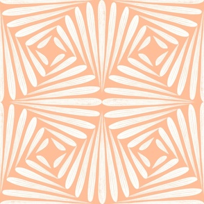 Peach Fuzz - Pantone Color of the Year 2024 - Deco Scallop Fans Ogee - with Pantone Pristine White