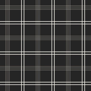 medium scale // classic plaid stripe - creamy white_ raisin black - simple minimalist tartan checker