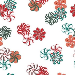 Christmas Flowers of Tangle-Style Art on a White Background