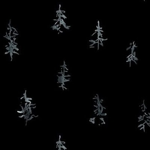 medium - Hieroglyph style airy watercolor pine trees - gray on black