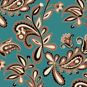 Delicate Paisley with turquoise background