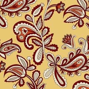 Delicate Paisley with yellow background