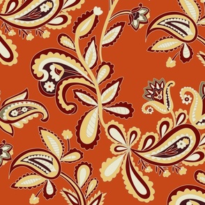Delicate Paisley with orange background
