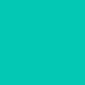 Plain Bright Aquamarine Solid - Vivid Vibrant Aqua Green - #03C8B3