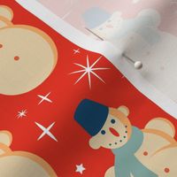 Christmas Fabric - Retro Christmas - Christmas Snowman - Vintage