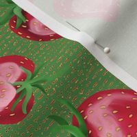 Strawberry Love on Dashed Lines with Green