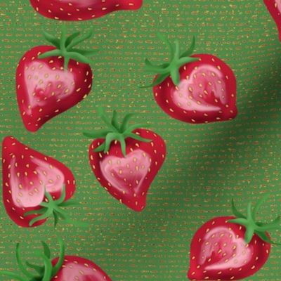 Strawberry Love on Dashed Lines with Green