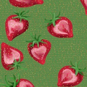 Strawberry Love on Dashed Lines with Green