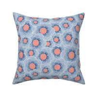 flower striped pattern blue and coral