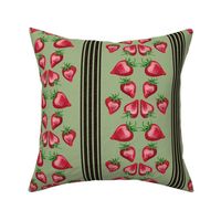 Strawberry Love Stripe on Dashed Lines with Sage Green
