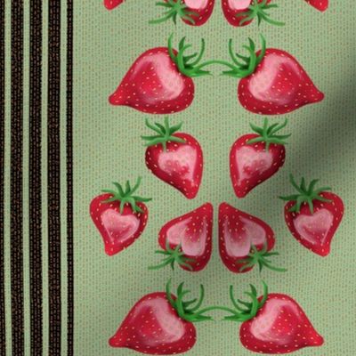 Strawberry Love Stripe on Dashed Lines with Sage Green