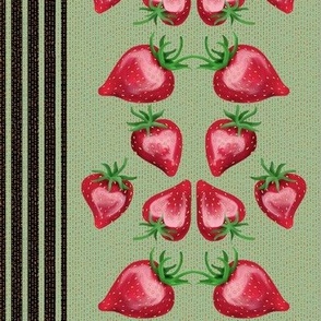 Strawberry Love Stripe on Dashed Lines with Sage Green