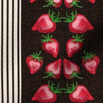Strawberry Love Stripe on Dashed Lines with Black