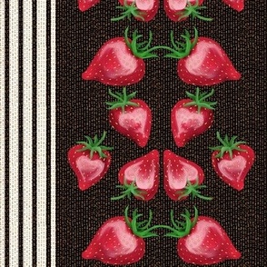 Strawberry Love Stripe on Dashed Lines with Black