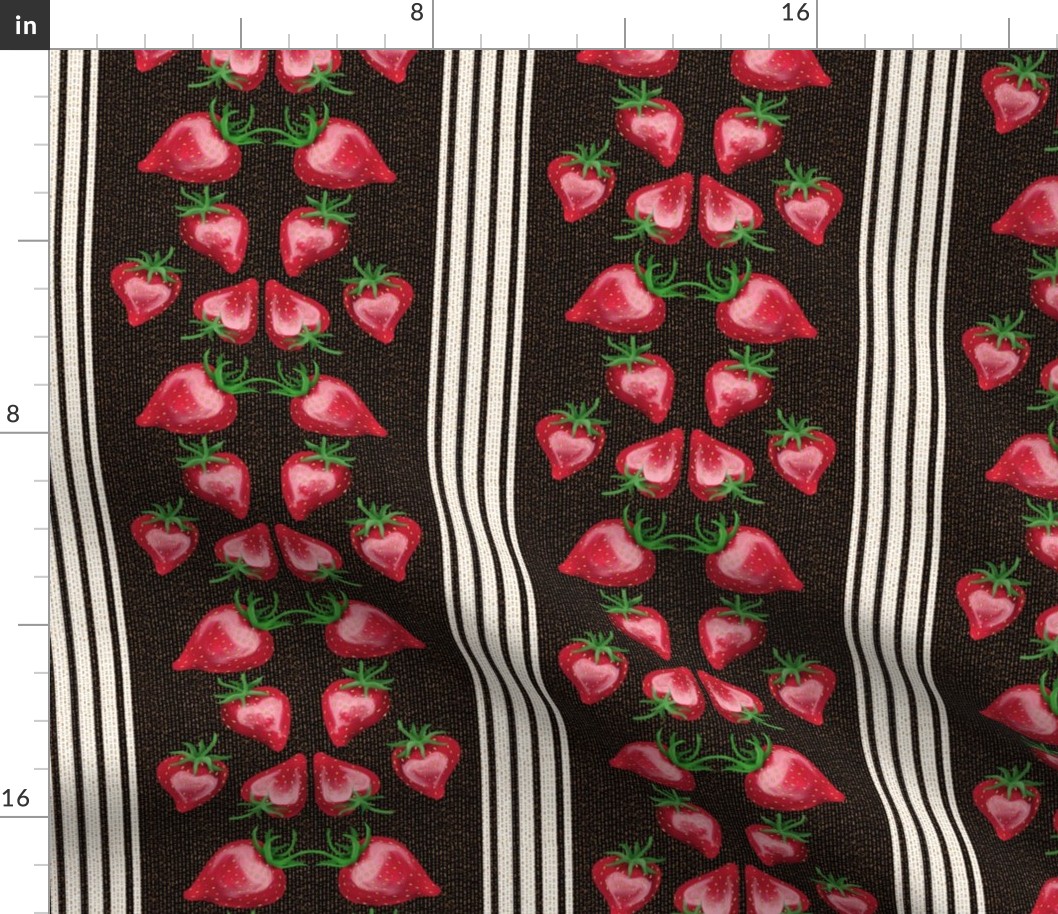 Strawberry Love Stripe on Dashed Lines with Black