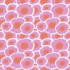 ikat flower pattern pink and coral