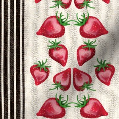 Strawberry Love Stripe on Dashed Lines with White and Black