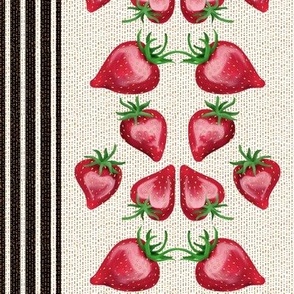 Strawberry Love Stripe on Dashed Lines with White and Black