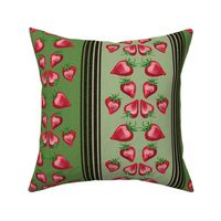 Strawberry Love Stripe on Dashed Lines with Sage and Dark Green