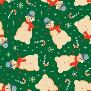 Christmas Fabric - Retro Christmas - Christmas Snowman - Vintage Holiday Christmas