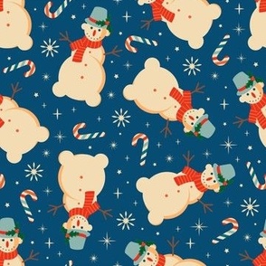 Christmas Fabric - Retro Christmas - Christmas Snowman - Vintage Holiday